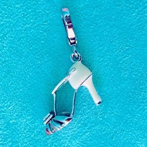 JUICY COUTURE High Heel Peep Toe Cinderella Shoe Charm Silver Tone New in Box